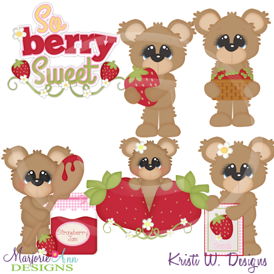 Berry Sweet Bears SVG Cutting Files Includes Clipart - Click Image to Close